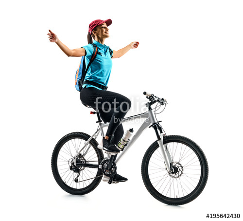 500x454 Cyclist In Blue T Shirt Riding The Bike In Silhouette On White