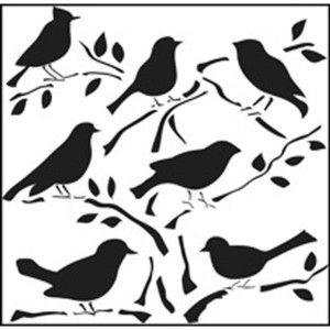 300x300 Birds In A Tree Stencils Bird, Stenciling And Bird