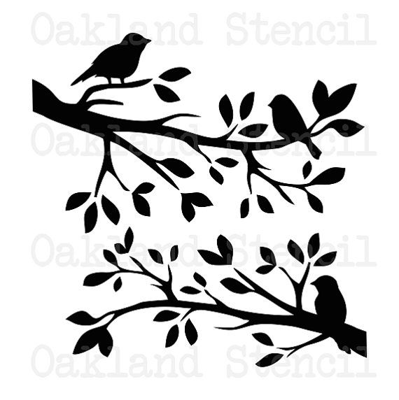 570x572 Birds On A Branch Silhouette Stencil 12 X 12 For Painting Signs