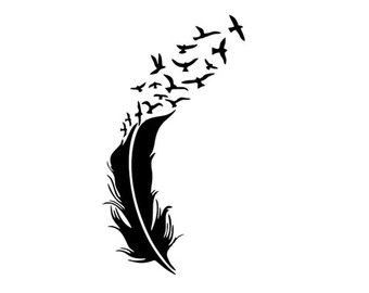340x270 Feather And Birds Svg Dxf File Instant Download Silhouette Cameo