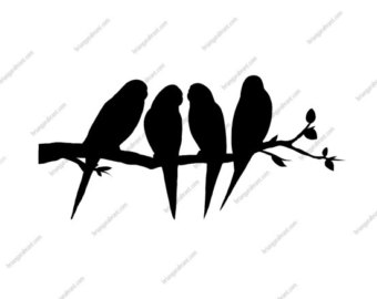 340x270 Svg, Dxf, Eps, Birds On A Branch, Tessie Maes, Cutting File