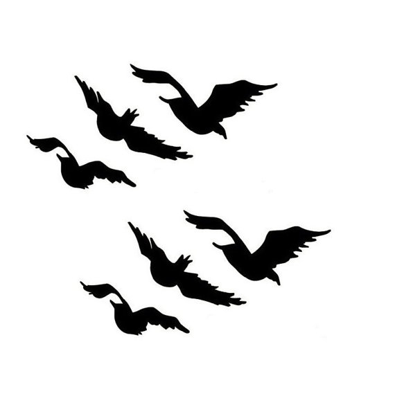 570x598 Temporary Tattoo Set Of 2 Flying Geese Silhouette Birds