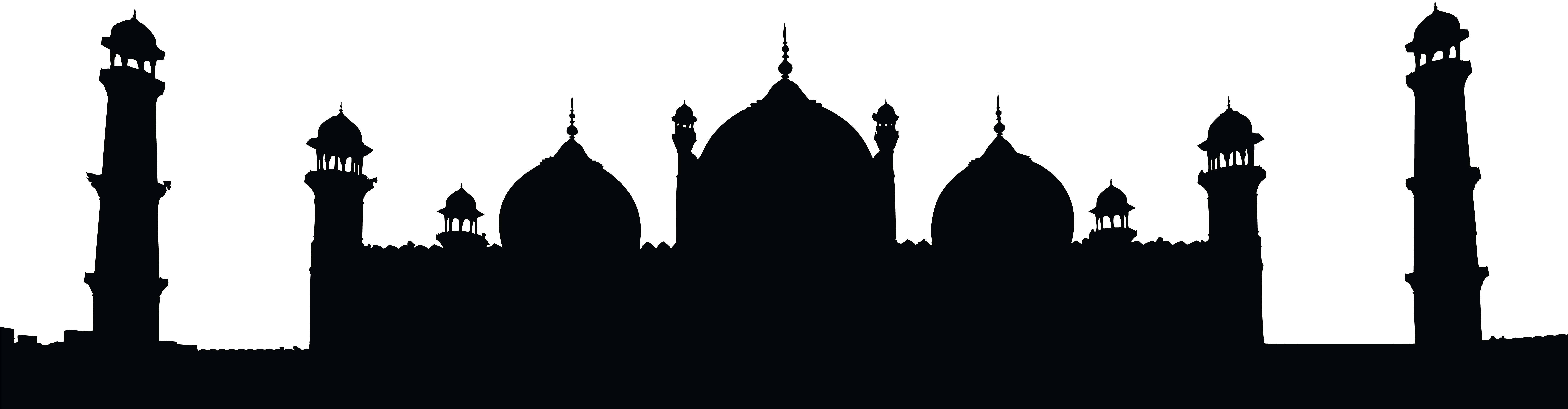 8000x2089 Clipart Of A Badshahi Mosque Lahore Pakistan Black And White