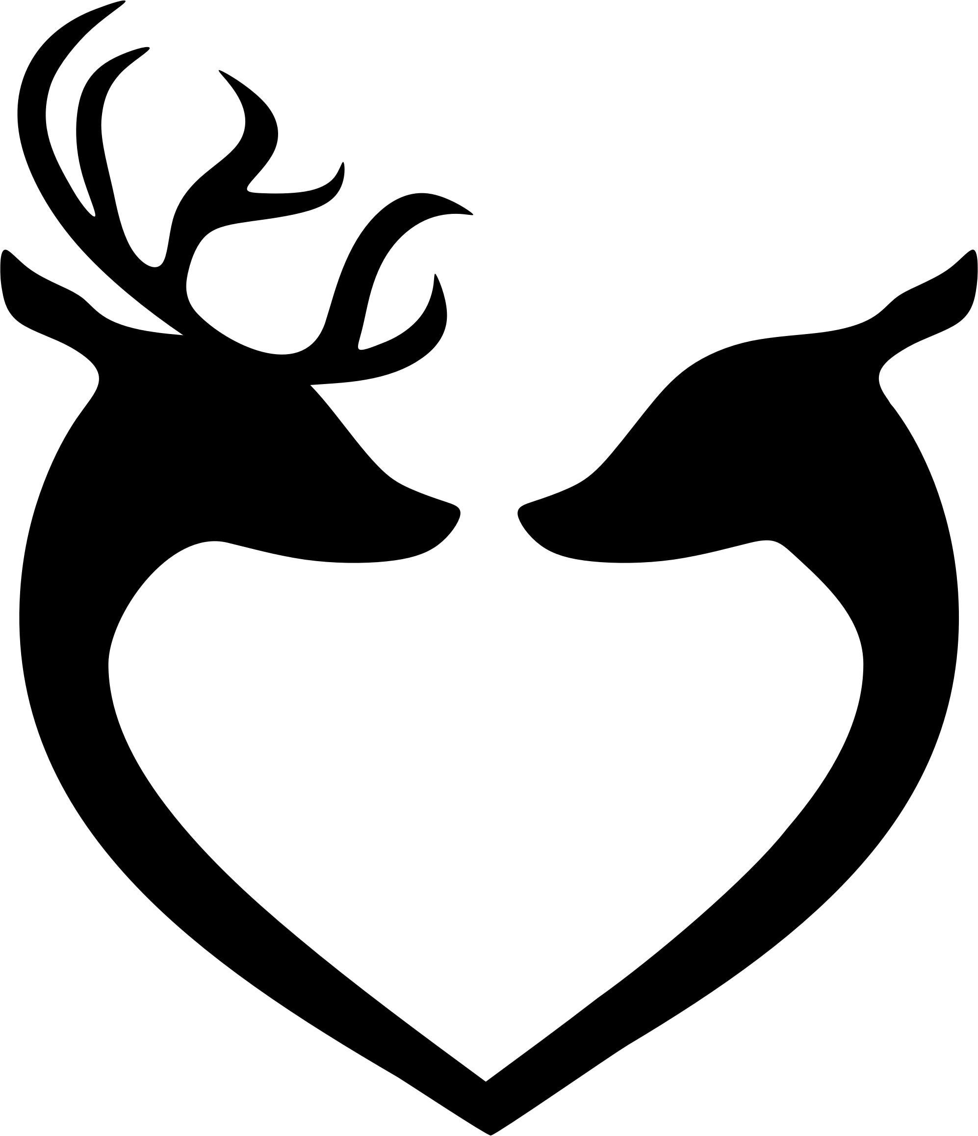 1994x2316 Deer Couple Heart Silhouette Black Icons Png