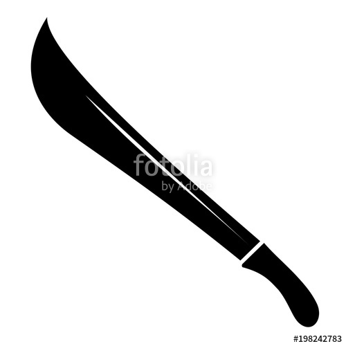 500x500 Simple, Black Machete Silhouette. Isolated On White Stock Image
