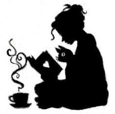 236x233 Girl Reading A Book With Cat And Tea Silhouette