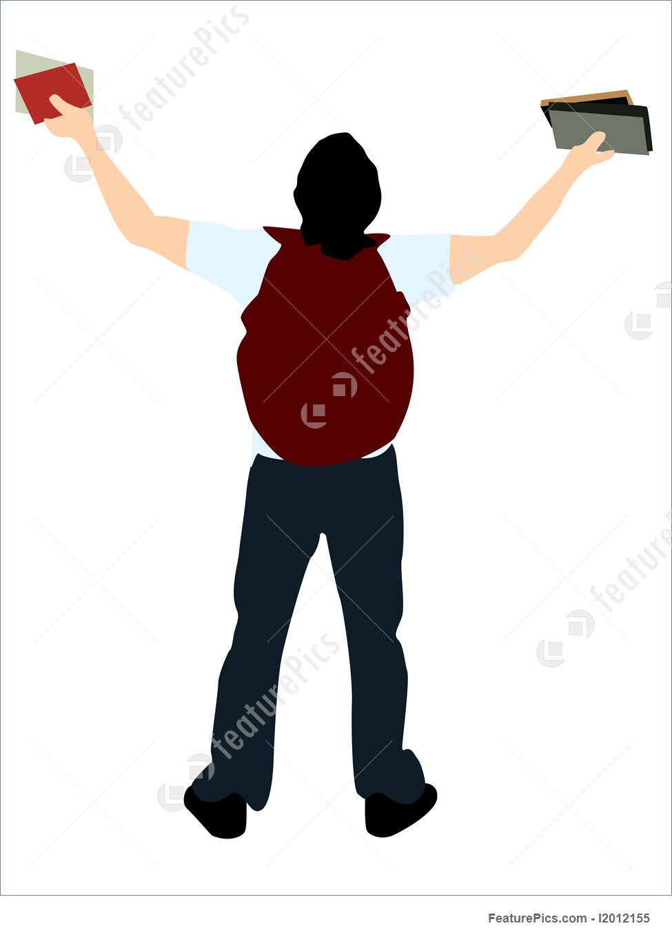 975x1360 Silhouettes And Outlines College Student With Books