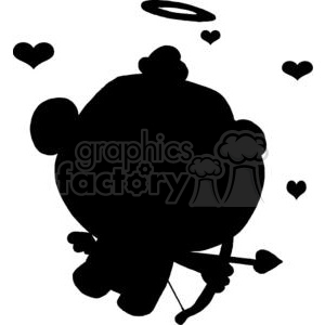 300x300 Royalty Free Silhouette Of A Cupid With Bow And Arrow 378547