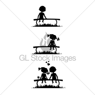 325x325 Silhouettes Of Kissing Boy And Girl Gl Stock Images