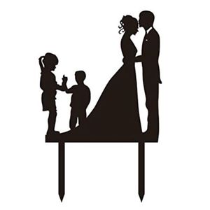 300x300 Wedding Anniversary Silhouette Family Cake Topper Couple With Girl