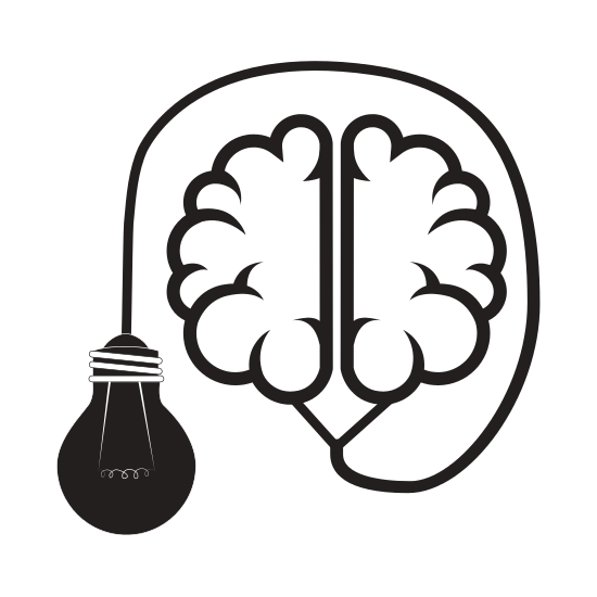 550x550 Silhouette Brain Connected To Light Bulb