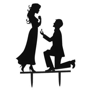 300x300 Wedding Cake Toppers Bride And Groom Propose Black Acrylic