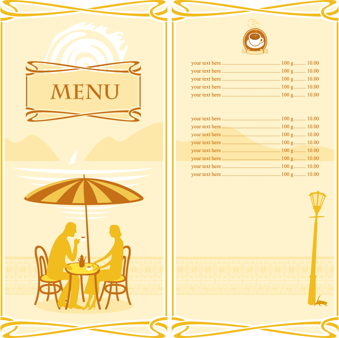 1191x1187 Cafe Menu Cartoon Silhouette