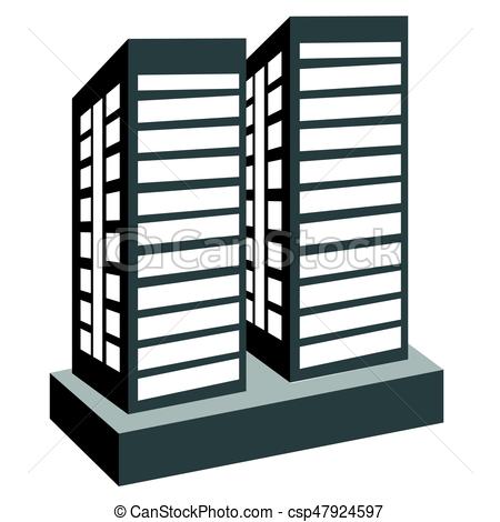 450x470 Isolated Building Silhouette. Isolated Silhouette Of A Eps