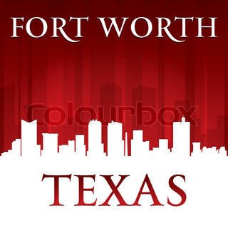 320x320 Fort Worth Texas City Skyline Silhouette. Vector Illustration