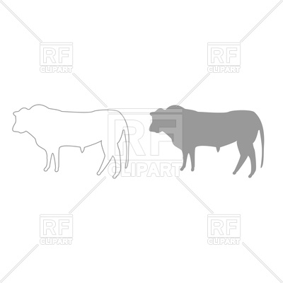 400x400 Bull Silhouette In Grey And White Colors Royalty Free Vector Clip
