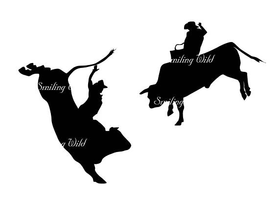 570x403 Rodeo Bull Silhouette Bull Rider Svg Clipart Png Vector