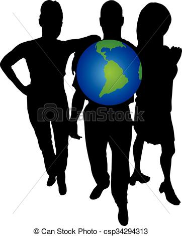 362x470 Business Around The World. A Silhouette Of Business People