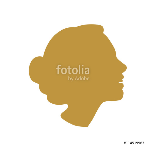 500x500 Isolated Brown Color Women Side View Vector Logo. Beauty Salon