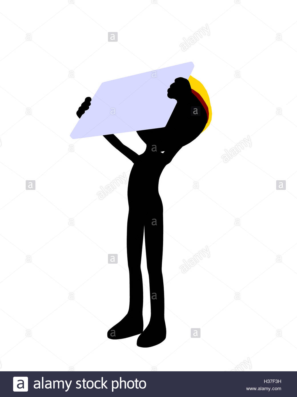 1040x1390 Cute Black Silhouette Construction Guy Holding A Blank Business