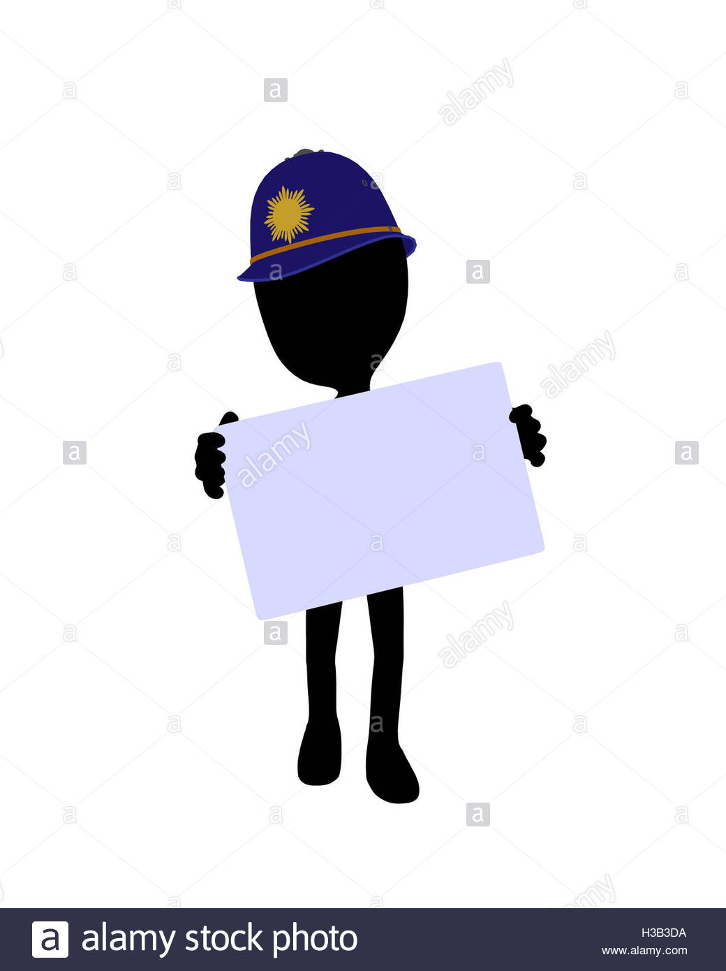 1040x1390 Cute Black Silhouette Police Guy Holding A Blank Business Card