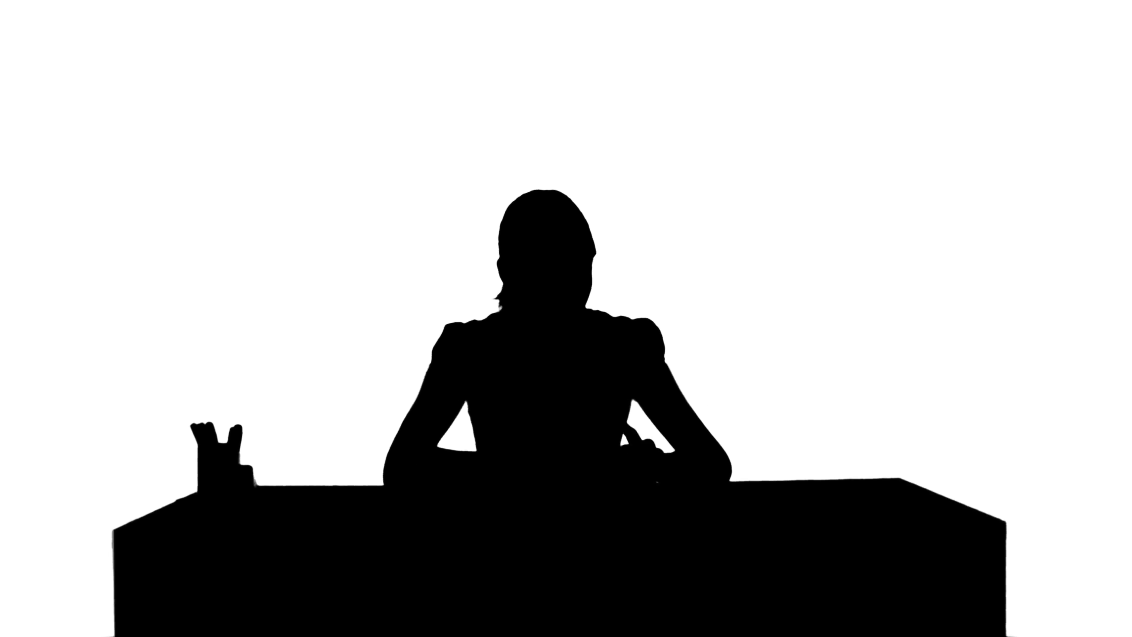 3840x2160 Silhouette Business Woman In Office With Phone Stock Video Footage