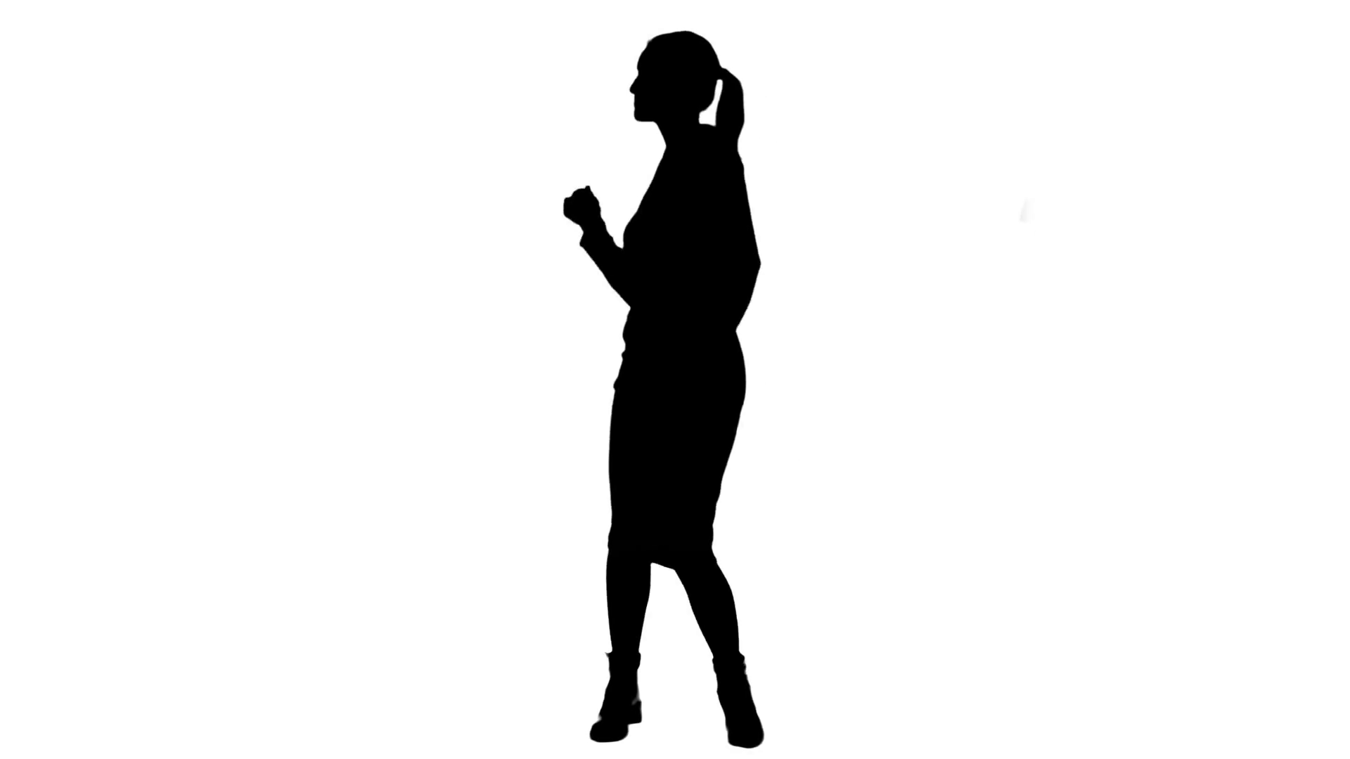 1920x1080 Silhouette Businesswoman Dancing Wildly Celebrating Successful