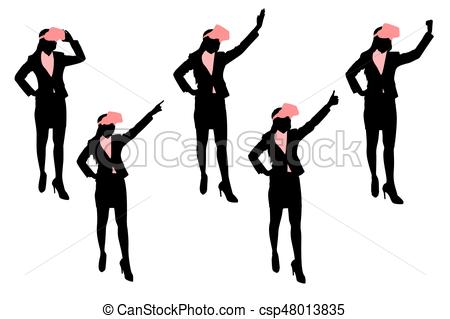 450x319 Silhouette Of Businesswoman Wear Vr And Show Something Vectors