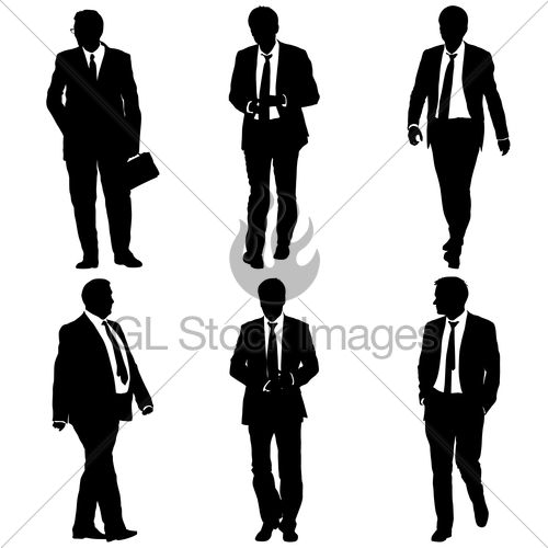 500x500 Set Silhouette Businessman Man In Suit With Tie On A Whit Gl