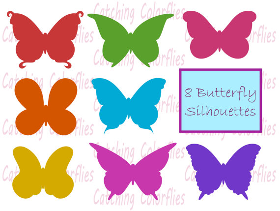 570x429 Butterfly Silhouette Clipart Clip Art, Instant Download Butterfly