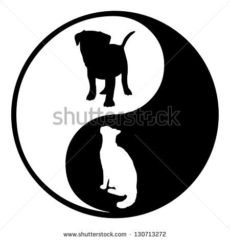 450x470 Illustration Of A Yin Yang Symbol With A Silhouette Cat And Dog
