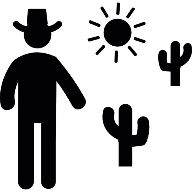 626x626 Cowboy Man Silhouette With Dessert Cactus And Sun Icons Free