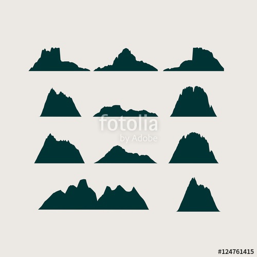 500x500 Mountain Vector Icons Set. Set Of Mountain Silhouette Elements