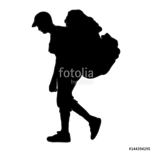 500x500 Tourist With Backpack Vector Silhouette Illustration Isolated