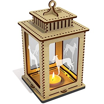 355x355 Greyhound Silhouette' Clear Candle Lantern Tea Light Holder