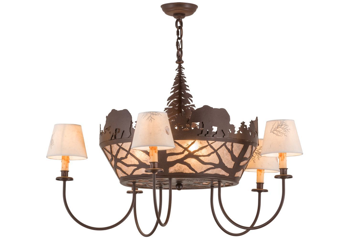 1500x1000 Meyda 36w Bear On The Loose 5 Lt Chandelier Pine Tree