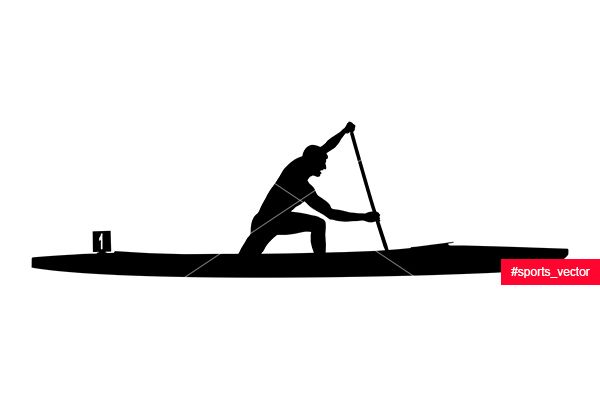 600x400 Black Silhouette Athlete Rower Sports Canoe Sprint In Paddle