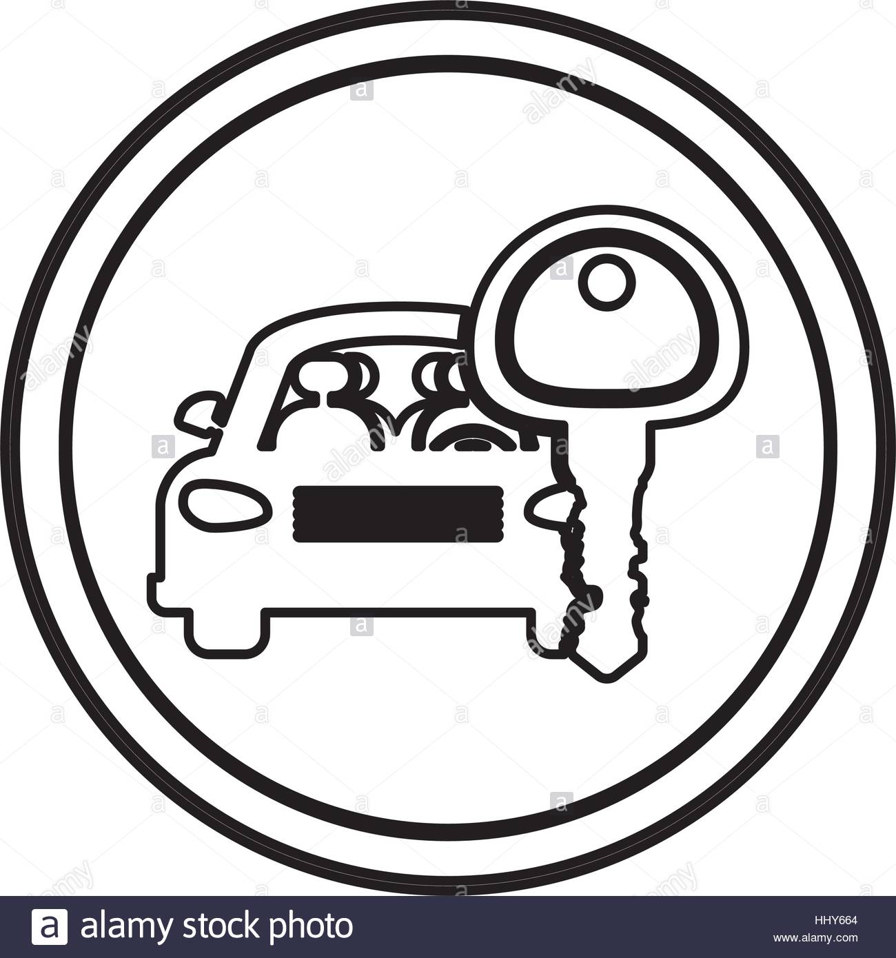 1300x1390 Silhouette Circular Border With Car And Key Vector Illustration