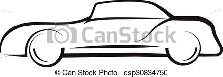 450x157 Car Side View Line Outline Silhouette Drawing Clipart Vector