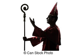270x194 One Man Cardinal Bishop Silhouette Saluting Blessing In Stock