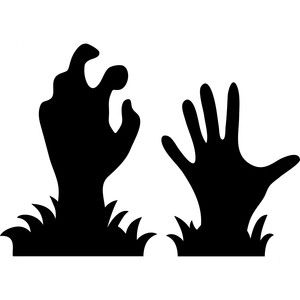 300x300 Silhouette Design Store Zombie Hands Halloween Cards, Tags