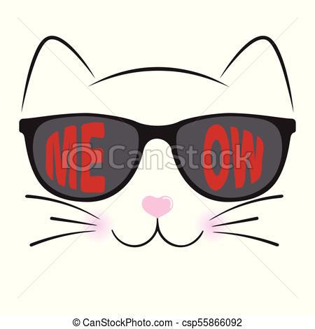 450x470 Cute Cat Silhouette. Black Head Of Cat With Lettering Word Eps
