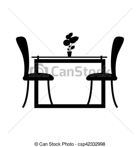 450x470 Monochrome Silhouette Dining Room With Two Chairs Vector Eps