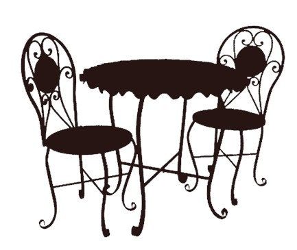 433x365 Bistro Cafe Furniture Set Black Clip Art Graphics Image Royalty