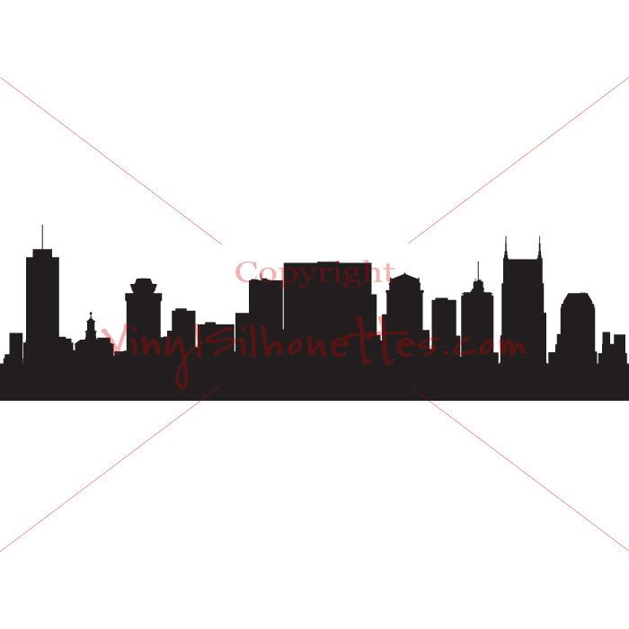 700x700 Nashville Tennessee Skyline Silhouette, Cityscape Wall Sticker