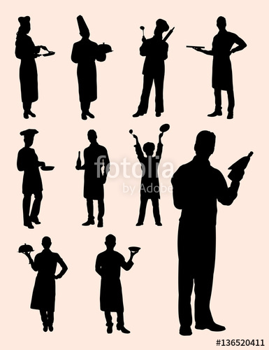 385x500 Chef, Waiter, Waitress Silhouette. Good Use For Symbol, Logo