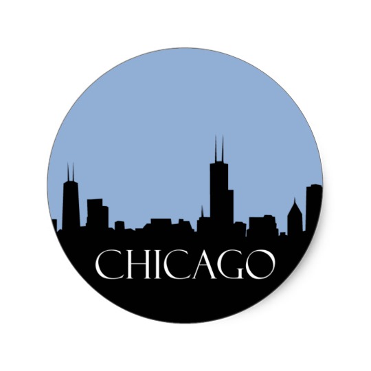 540x540 Chicago Skyline Classic Round Sticker