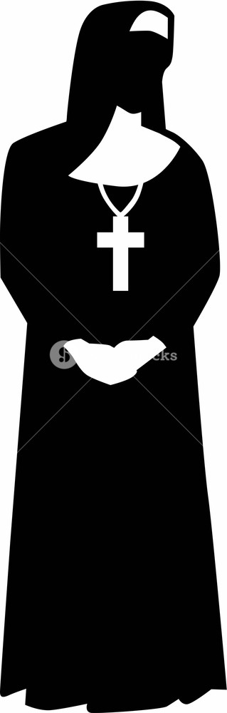 319x1000 Nun Silhouette Church Royalty Free Stock Image