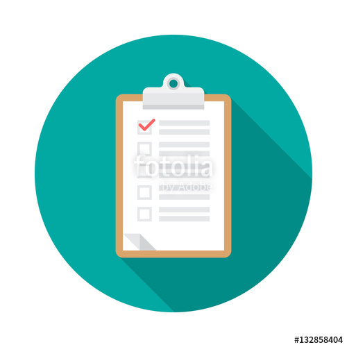 500x500 Clipboard Icon With Long Shadow. Flat Design Style. Round Icon