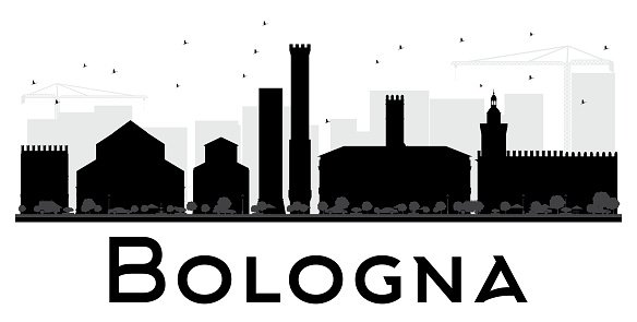 584x295 Bologna City Skyline Black And White Premium Clipart